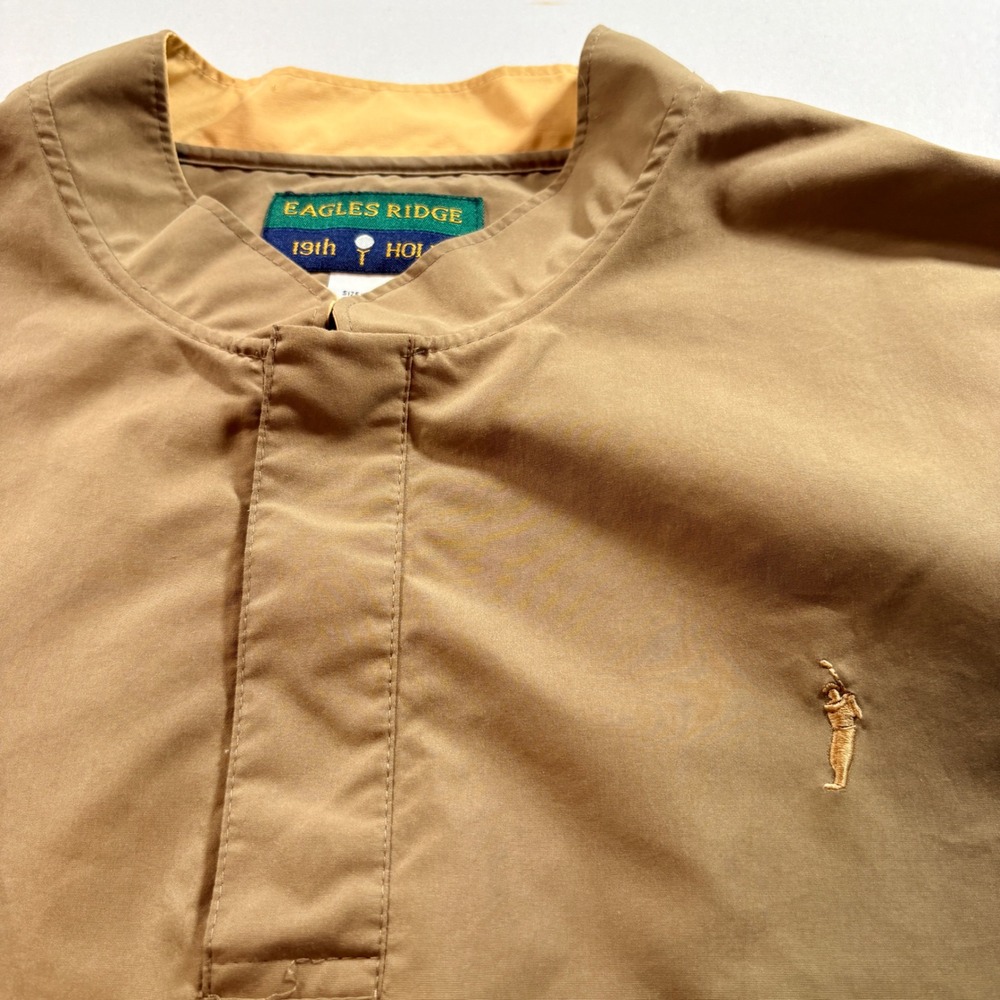 Vintage Eagles Ridge Golf Vest Mens XL Khaki Windbreaker Pullover Sleeveless